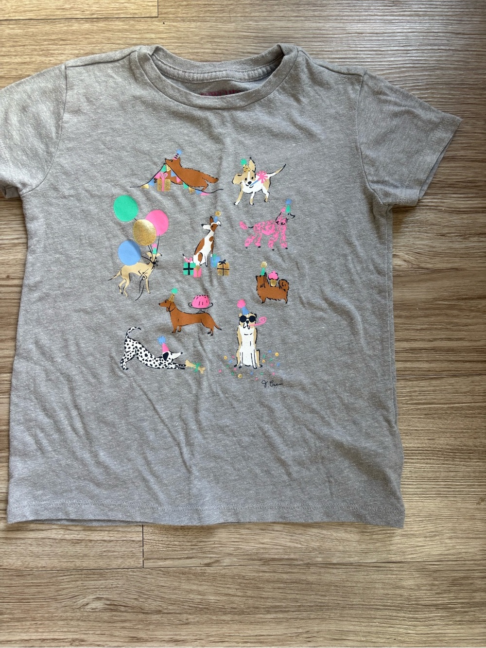 Crewcuts Gray Party Dogs Graphic Tee with Colorful Accents